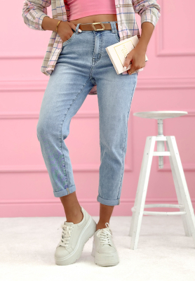 Frankie blue mom fit jeans with belt