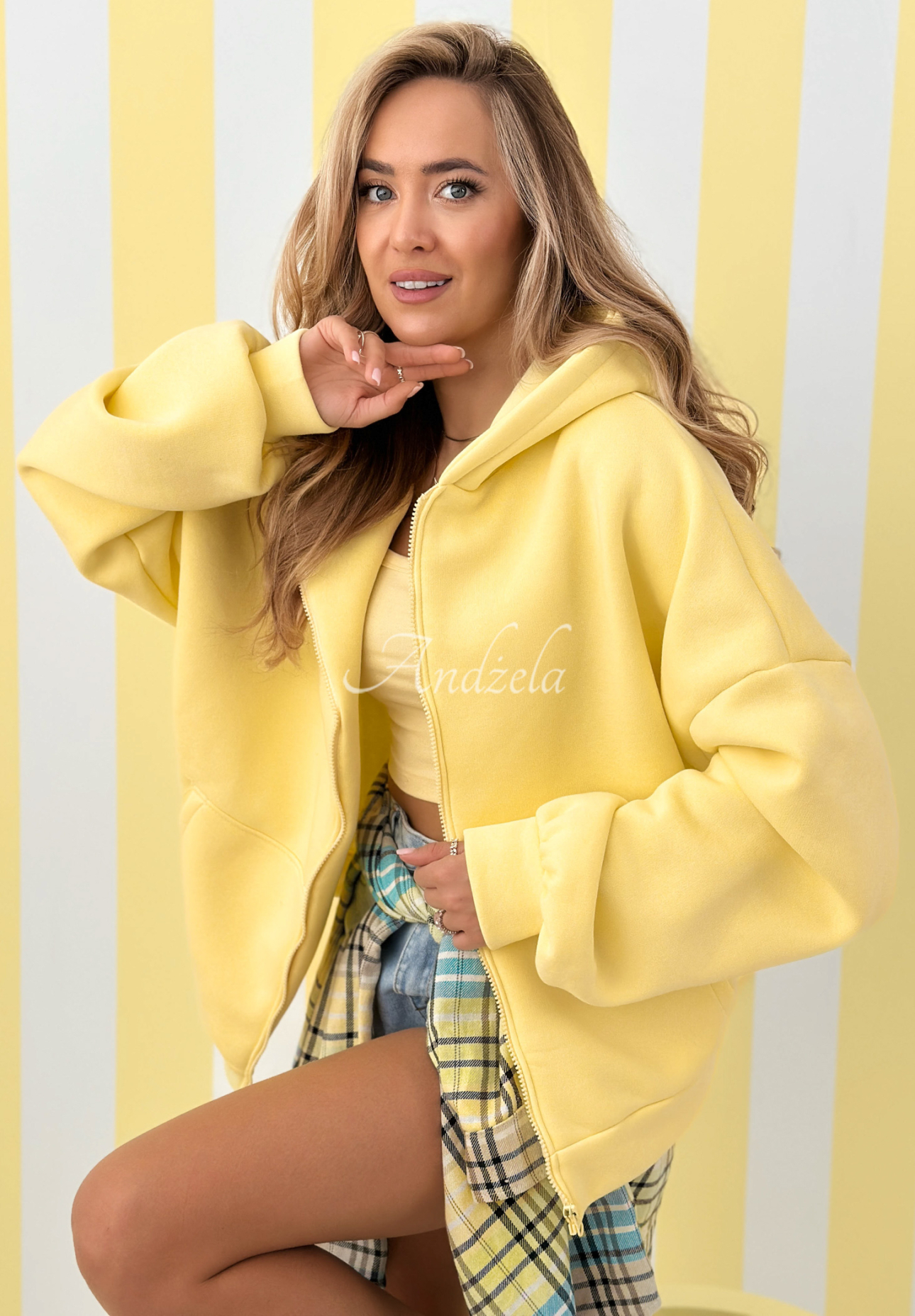 Don't Tell oversized hoodie, yellow