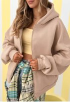 Bluza z kapturem oversize Don't Tell beżowa