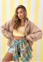 Bluza z kapturem oversize Don't Tell beżowa