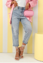 Spodnie jeansowe mom fit Why Wait niebieskie