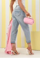 Spodnie jeansowe mom fit Why Wait niebieskie