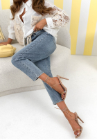 Spodnie jeansowe loose fit z paskiem No Time For This niebieskie