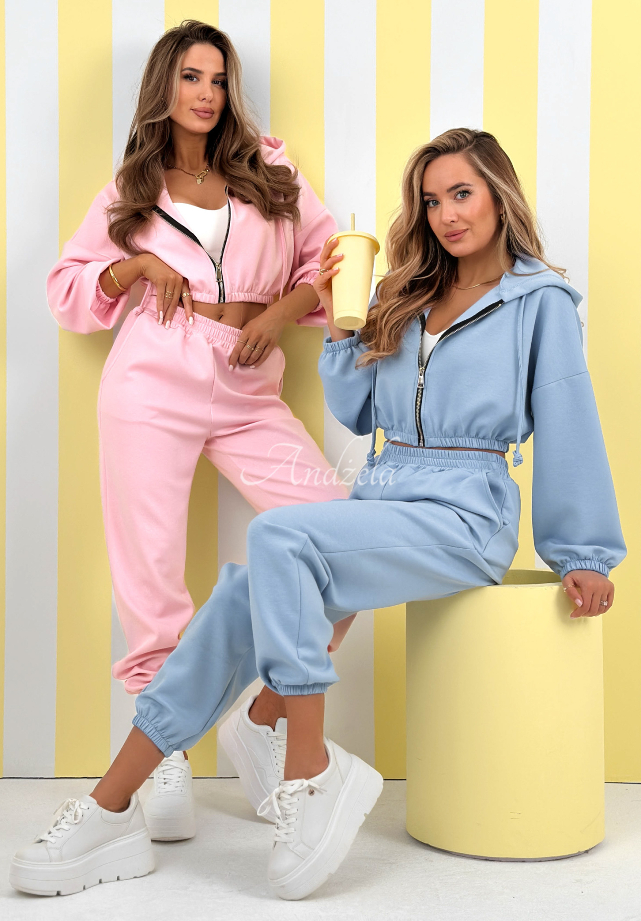 Viscose sweatpants with ribbed cuffs New Season Baddie powder pink