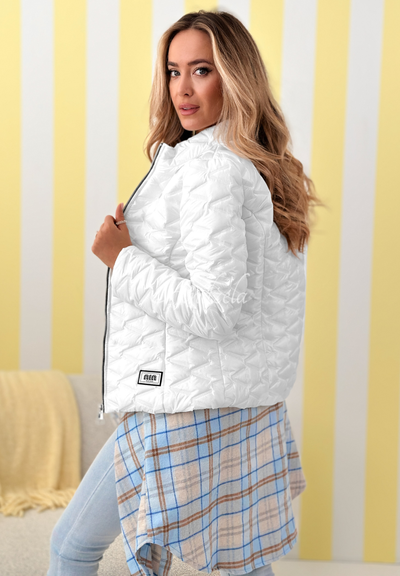 Short quilted jacket Soft Wind white