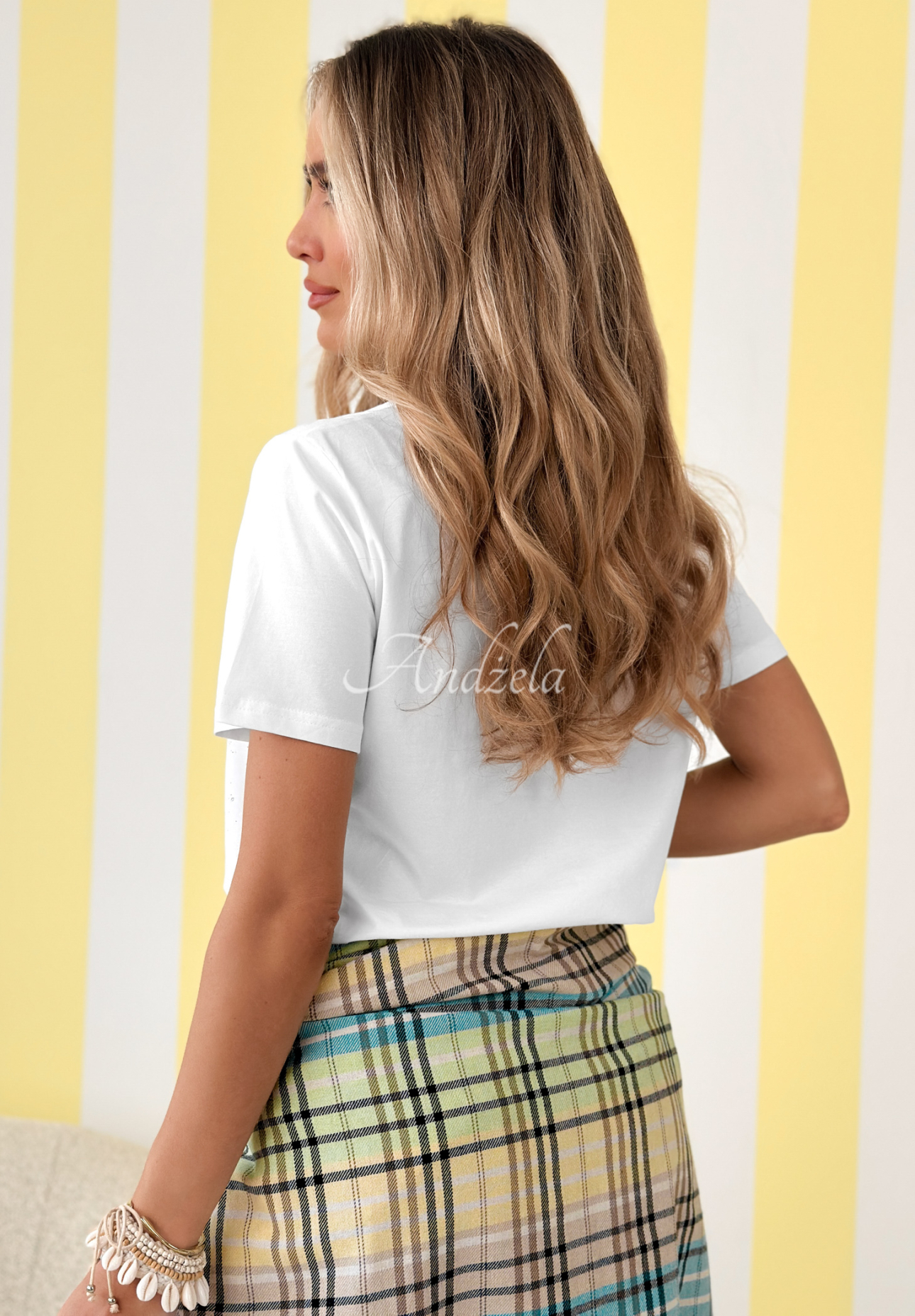 Cotton T-shirt with Baglio lettering, white and yellow