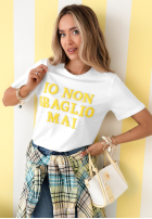 T-shirt z napisami Baglio biało-różowy
