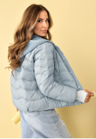 Puchowa kurtka z kapturem Kayla błękitna