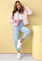 Puchowa kurtka z kapturem Kayla błękitna