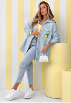 Kurtka kożuszek z nadrukami Capri Dolce Vita ecru