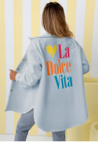 Kurtka kożuszek z nadrukami Capri Dolce Vita ecru