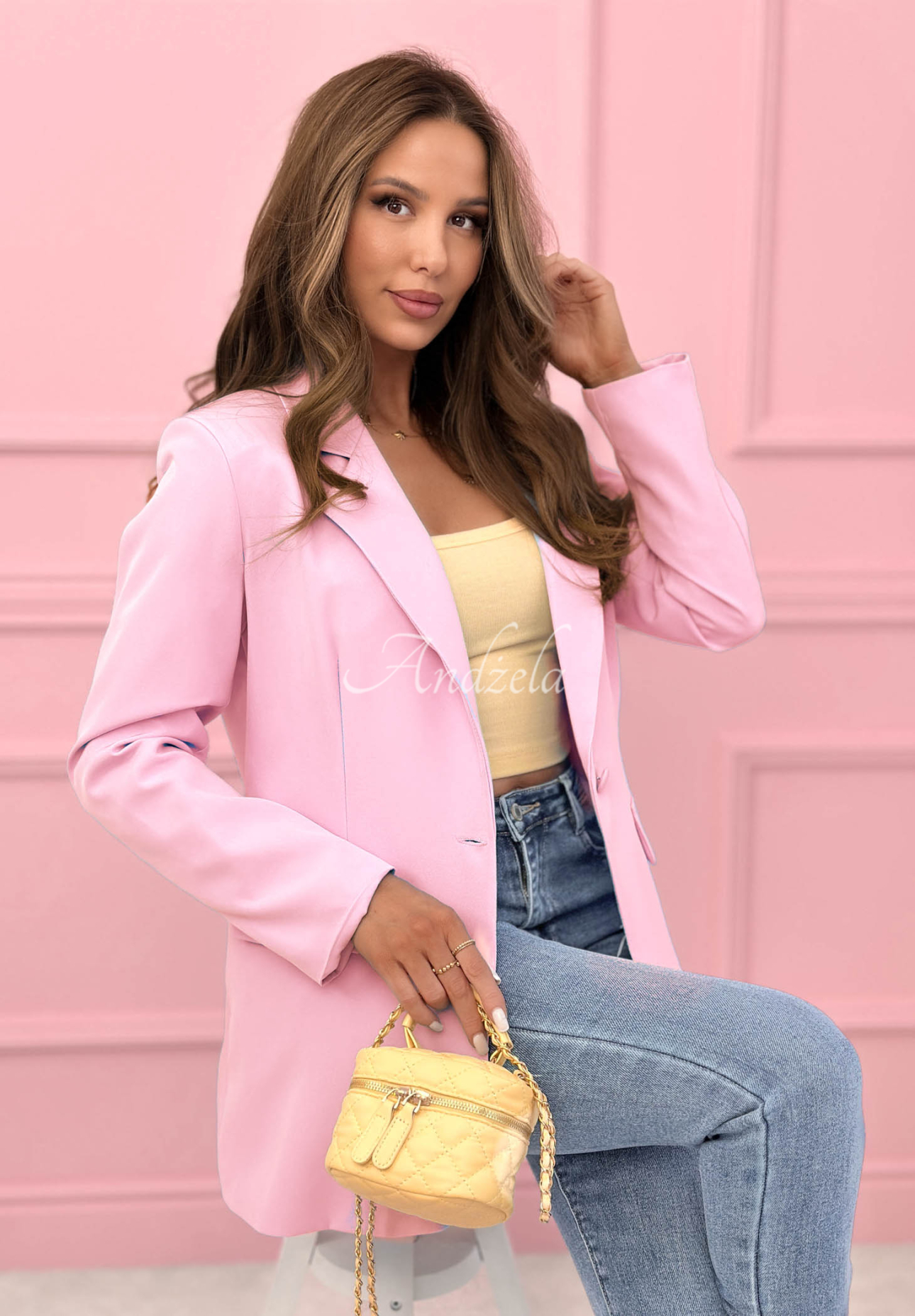 Best Version oversized jacket in powder pink