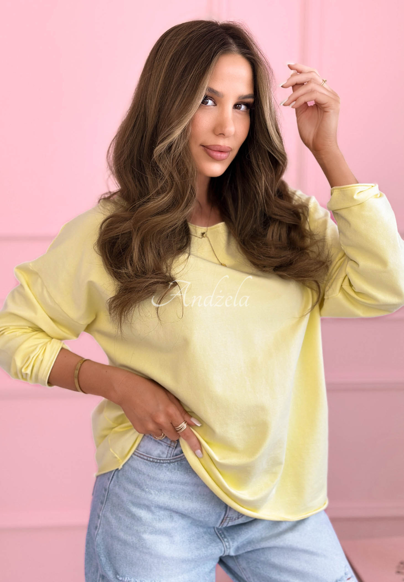 Bawełniana bluzka longsleeve Hey Spring żółta