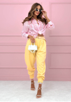 Pasiasta koszula z lyocellu z falbankami Spring Garden Party pudrowy róż