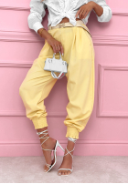 Materiałowe spodnie ze ściągaczami Get Ready żółte