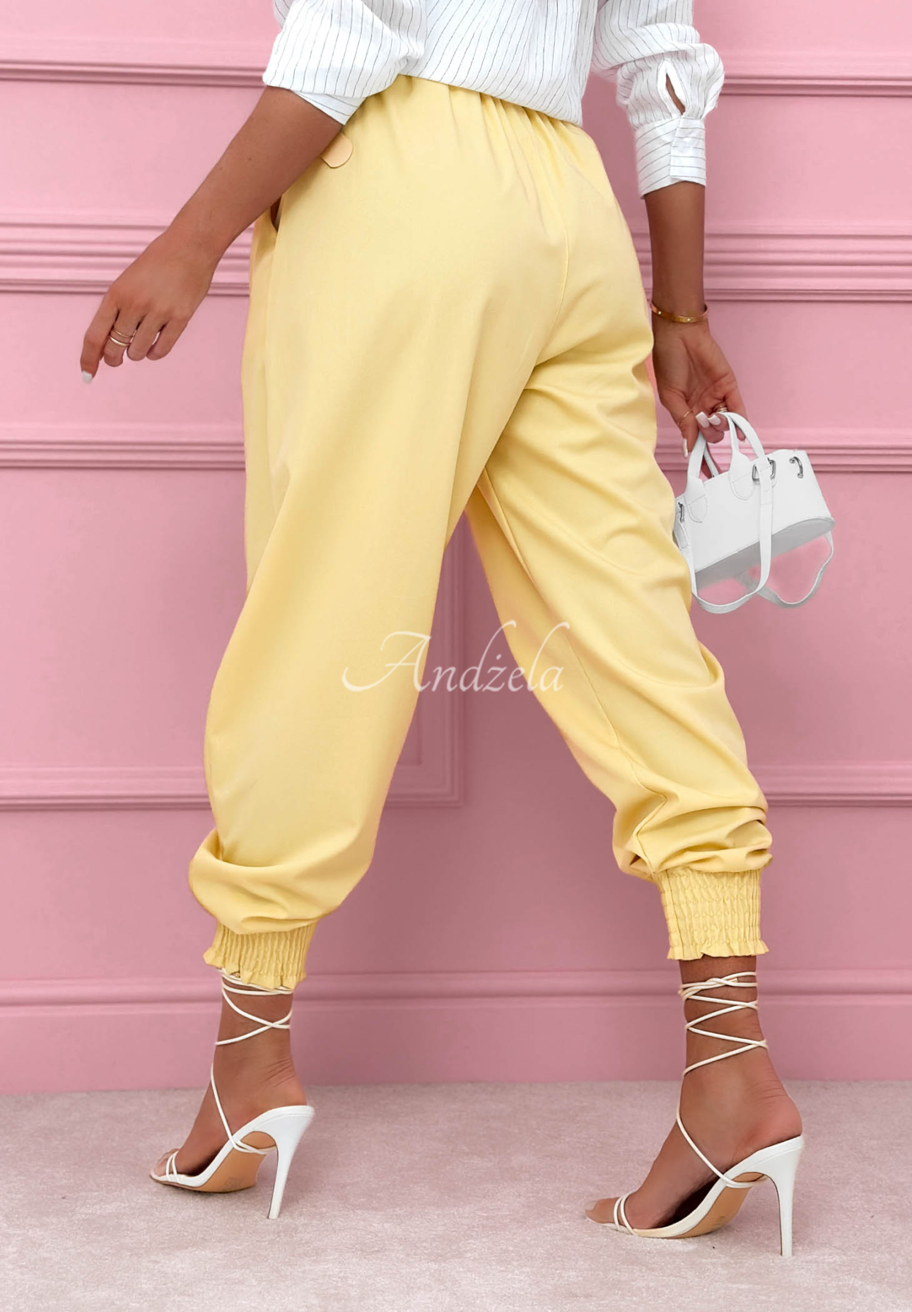 Fabric pants with viscose and ribbed cuffs Get Ready yellow