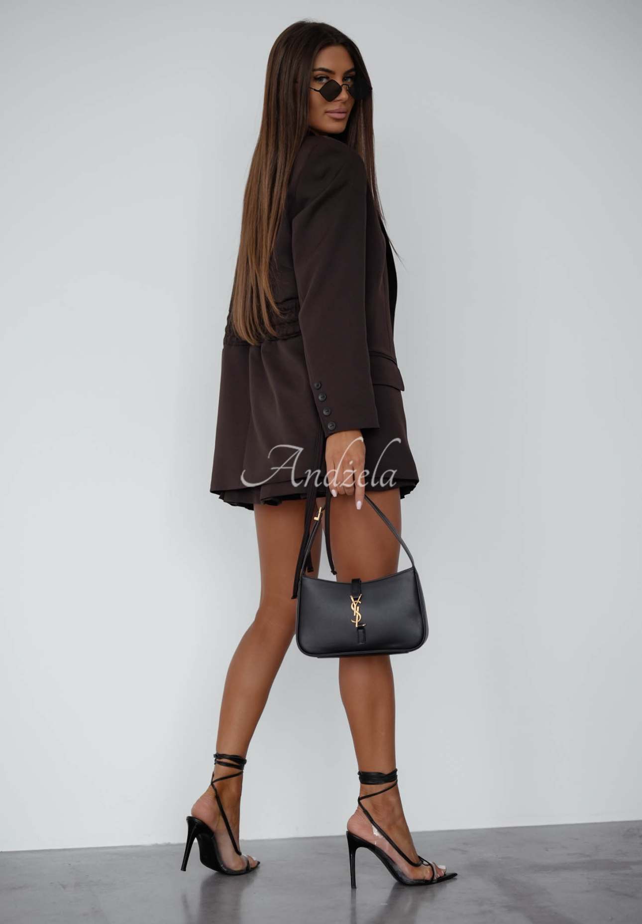 Marynarka z wiązaniem She Believed It czekoladowa