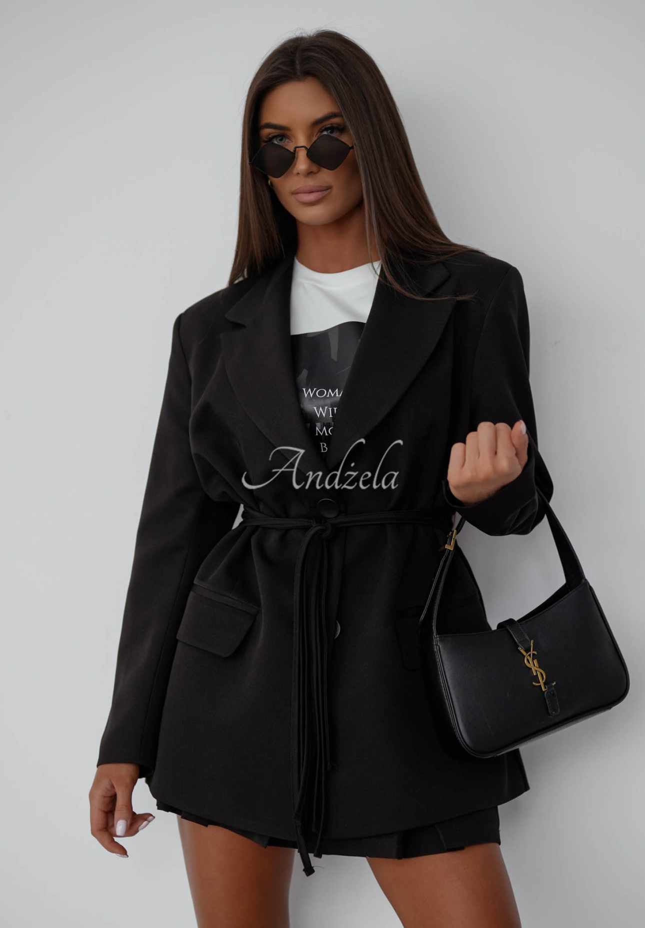 Marynarka z wiązaniem She Believed It czarna