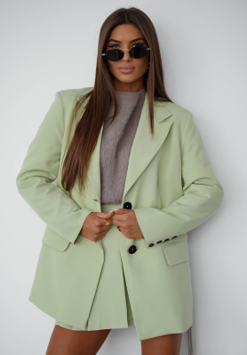 She Believed It pistachio jacket with tie