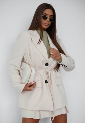 Marynarka z wiązaniem She Believed It beżowa