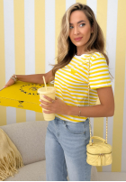 T-shirt w Stripes z serduszkiem Love Spell biało-yellow