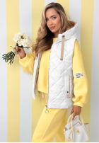 Pikowana kamizelka z kapturem Spring Touch biała