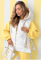 Pikowana kamizelka z kapturem Spring Touch biała