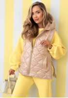 Pikowana kamizelka z kapturem Spring Touch biała