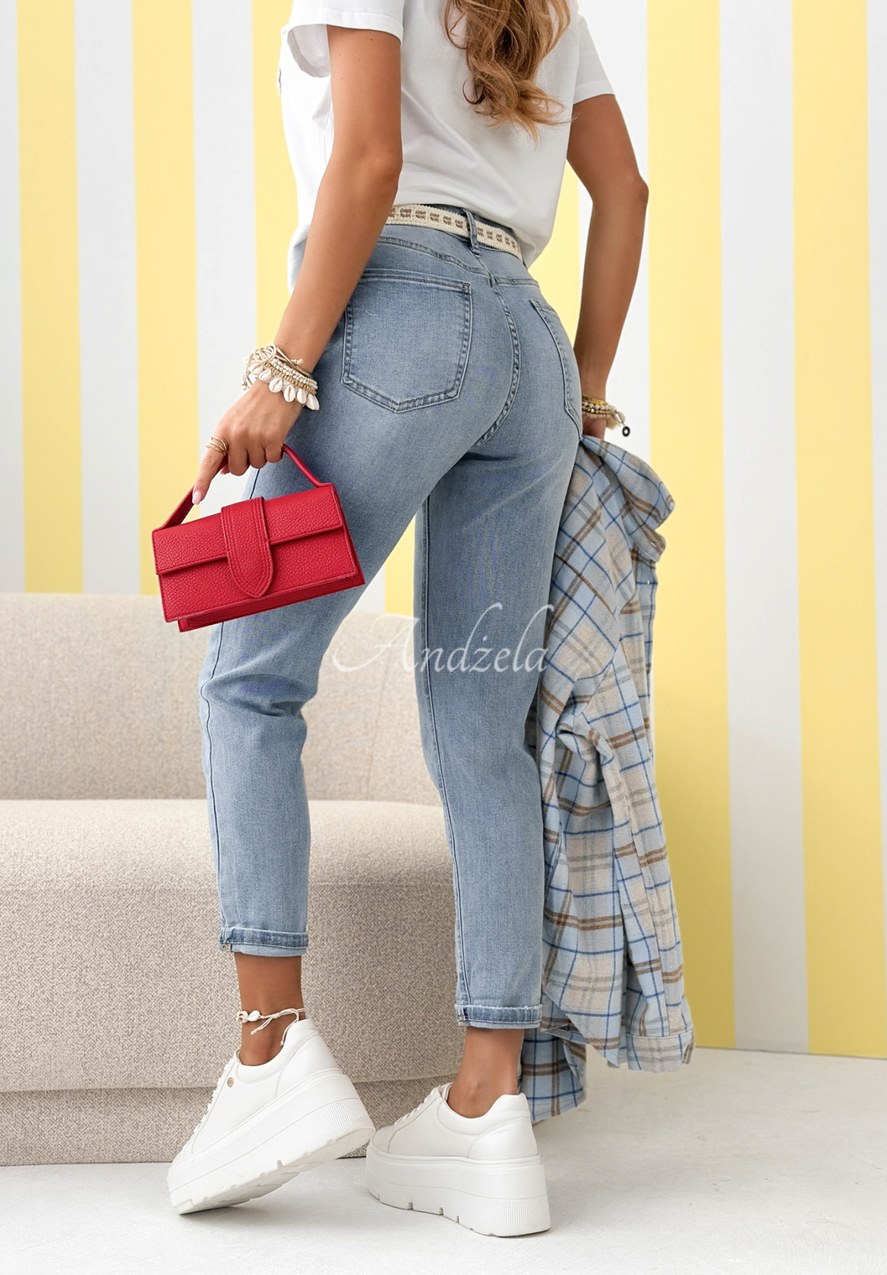 Athena blue skinny jeans with belt