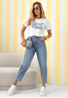 Bawełniany T-shirt z nadrukiem Only Good Vibes biały