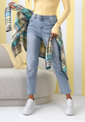 Spodnie jeansowe mom fit No Way niebieskie