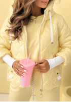 Pikowana kurtka z kapturem Hello Spring beżowa