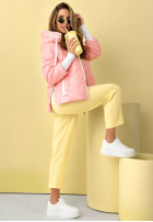 Pikowana kurtka z kapturem Hello Spring beżowa