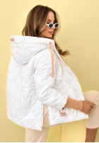 Pikowana kurtka z kapturem Hello Spring beżowa