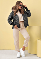 Pikowana kurtka z kapturem Hello Spring beżowa