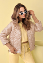 Pikowana kurtka z kapturem Hello Spring beżowa