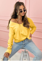 Lekki sweter z dekoltem Sensibility żółty