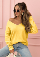Lekki sweter z dekoltem Sensibility żółty