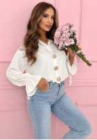 Koszula z ozdobnymi broszkami Brunch Outfit biała