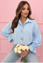 Koszula z ozdobnymi broszkami Brunch Outfit błękitna