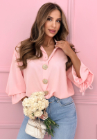 Shirt with decorative brooches Brunch Outfit powder pink