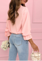 Koszula z ozdobnymi broszkami Brunch Outfit pudrowy róż