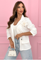 Marynarka oversize z różą Elegant Rosalia ecru