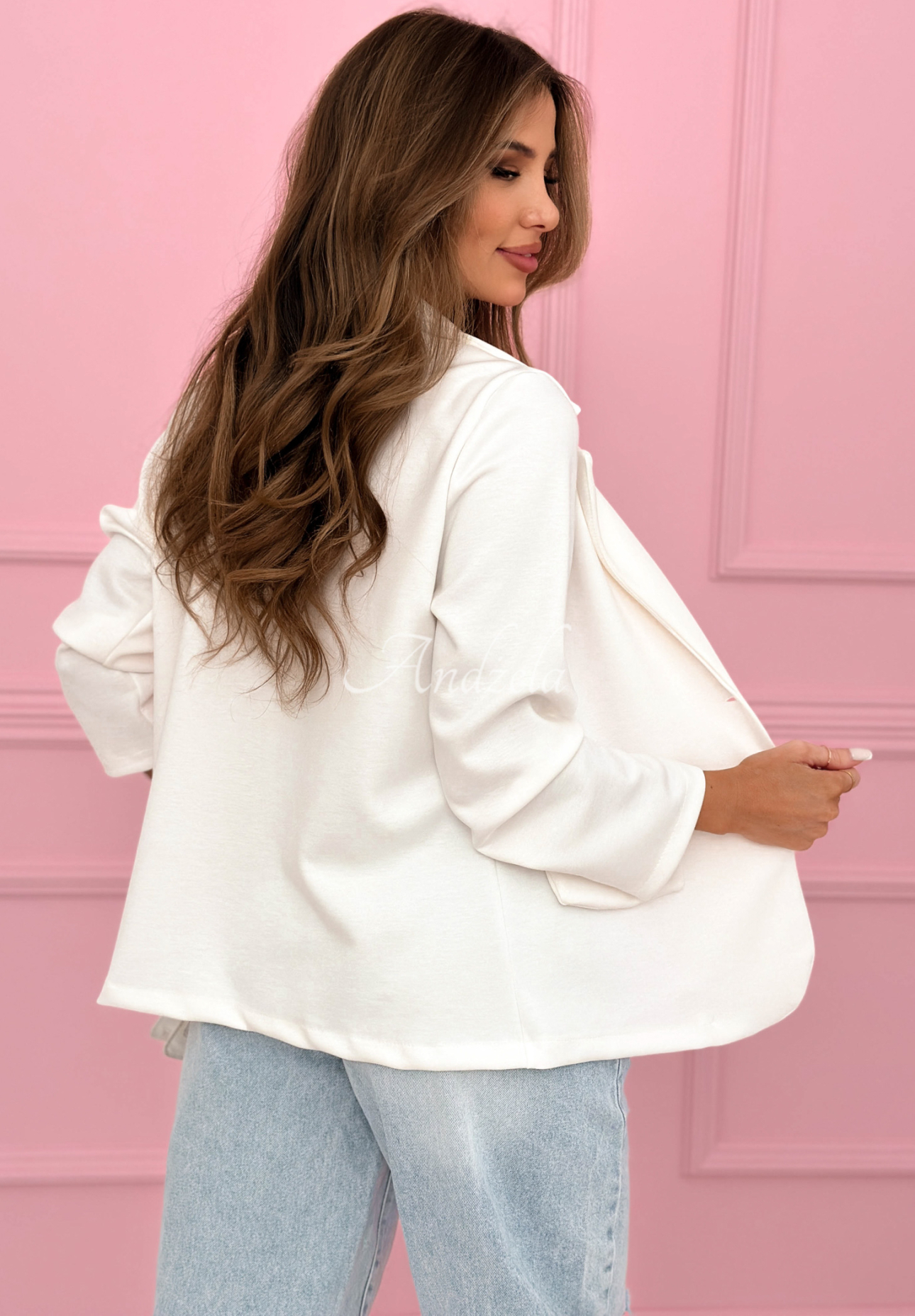 Marynarka z różą i wiskozą masełko Elegant Rosalia ecru