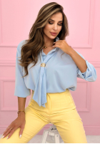 Elegancka koszula z wiązaniem Fresh Tulips błękitna