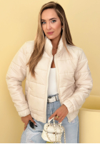 Pikowana kurtka ze stójką Soft Morning różowa