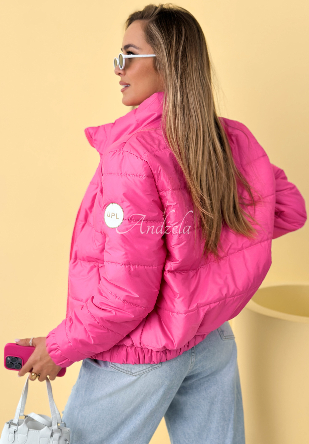 Soft Morning quilted jacket with stand-up collar, pink