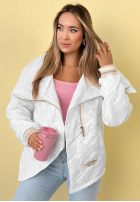 Pikowana kurtka z kołnierzem Where Are We biała