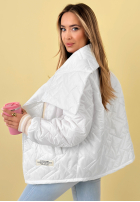 Pikowana kurtka z kołnierzem Where Are We biała