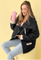 Pikowana kurtka z kołnierzem Where Are We biała